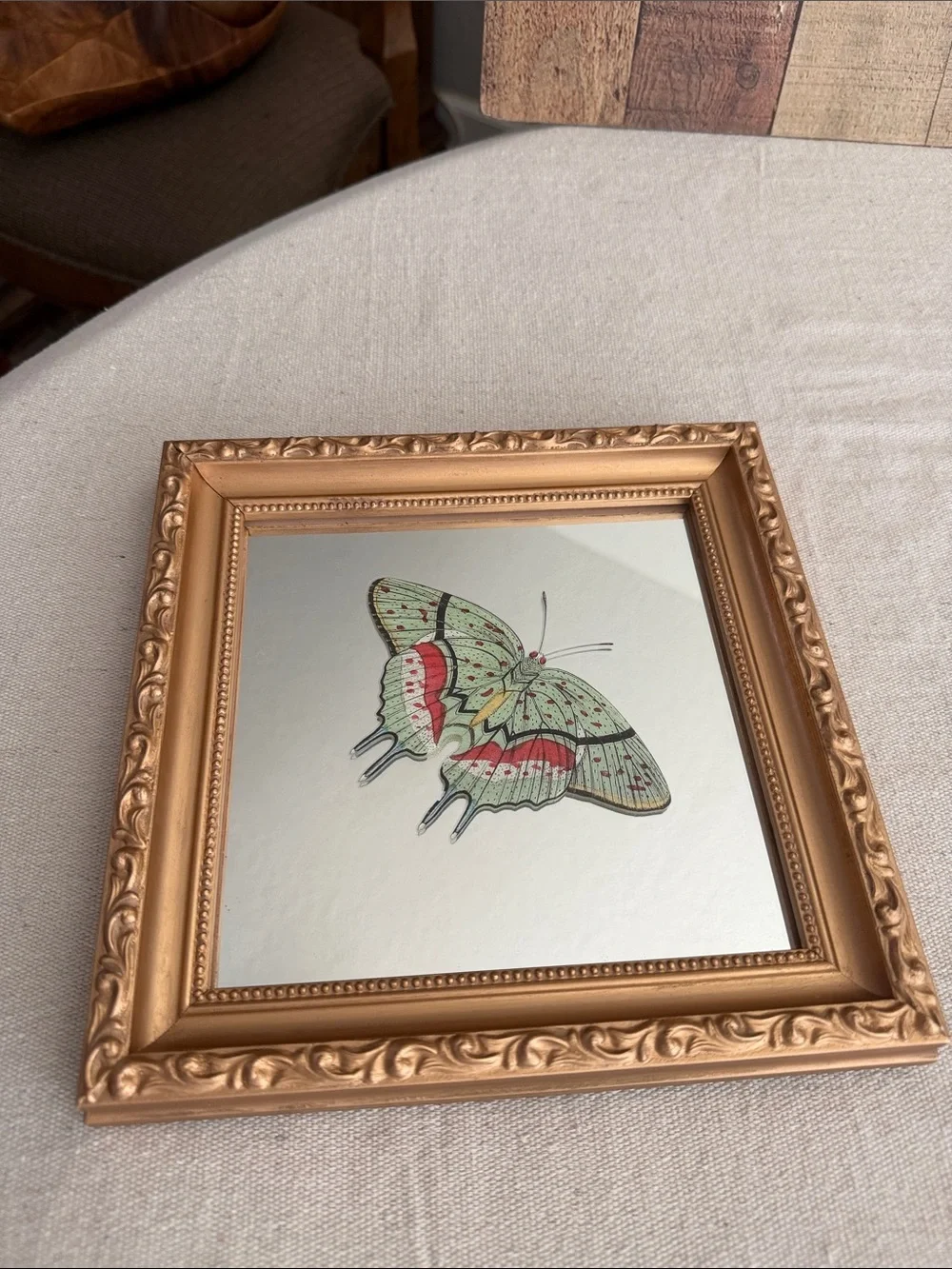 Vintage Inspired Ornate Gold Butterfly Wall Mirror